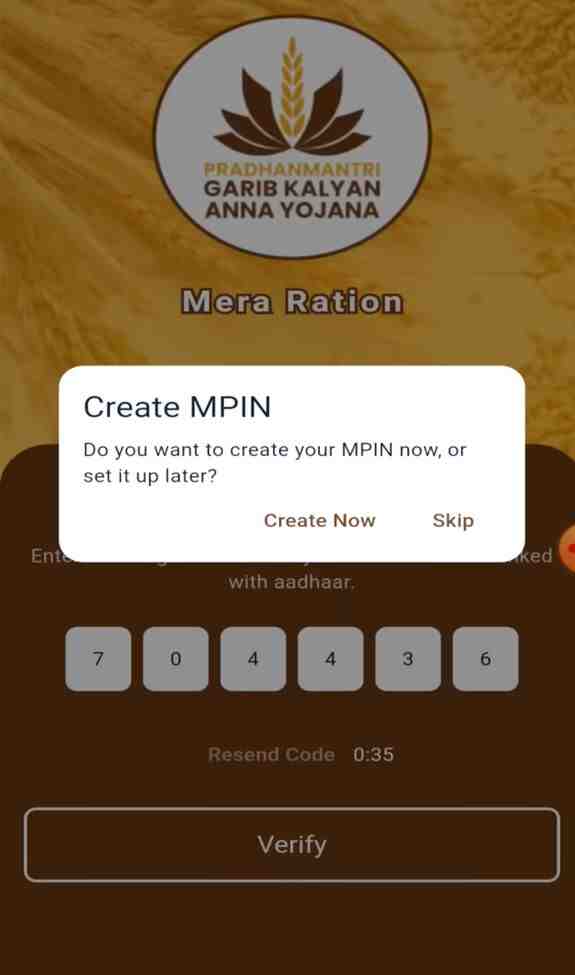 mera ration 2.0 create mpin 